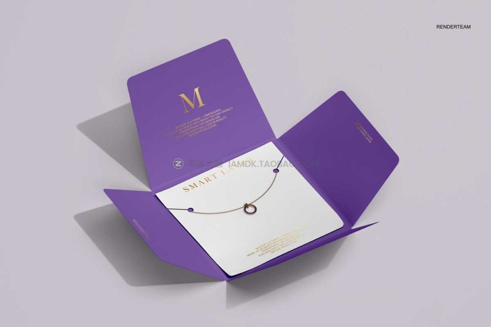 时尚珠宝项链包装卡片信封设计展示贴图psd样机模板 Jewelry Packaging Mockup Set_img_2