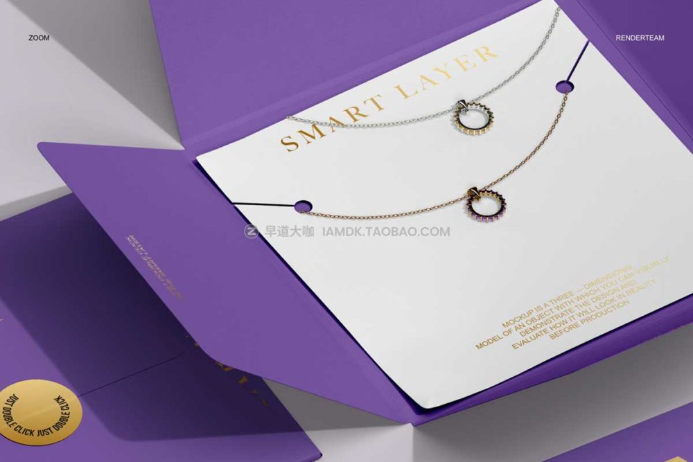 时尚珠宝项链包装卡片信封设计展示贴图psd样机模板 Jewelry Packaging Mockup Set_img_2