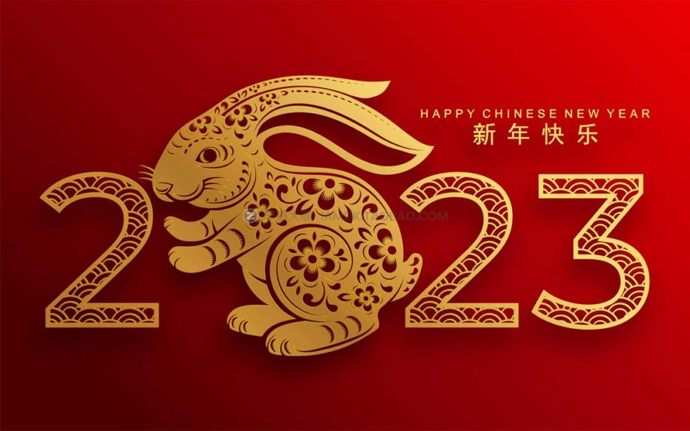 22款2023年兔年春节新年中国新春背景剪纸风格ai矢量设计素材 Rabbit year vector illustration_img_2