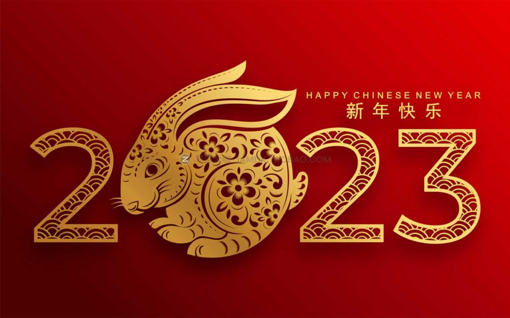 22款2023年兔年春节新年中国新春背景剪纸风格ai矢量设计素材 Rabbit year vector illustration_img_2