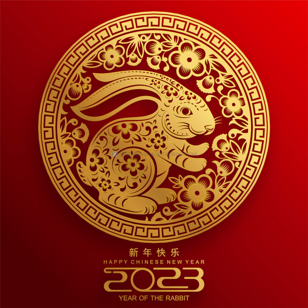 22款2023年兔年春节新年中国新春背景剪纸风格ai矢量设计素材 Rabbit year vector illustration_img_2