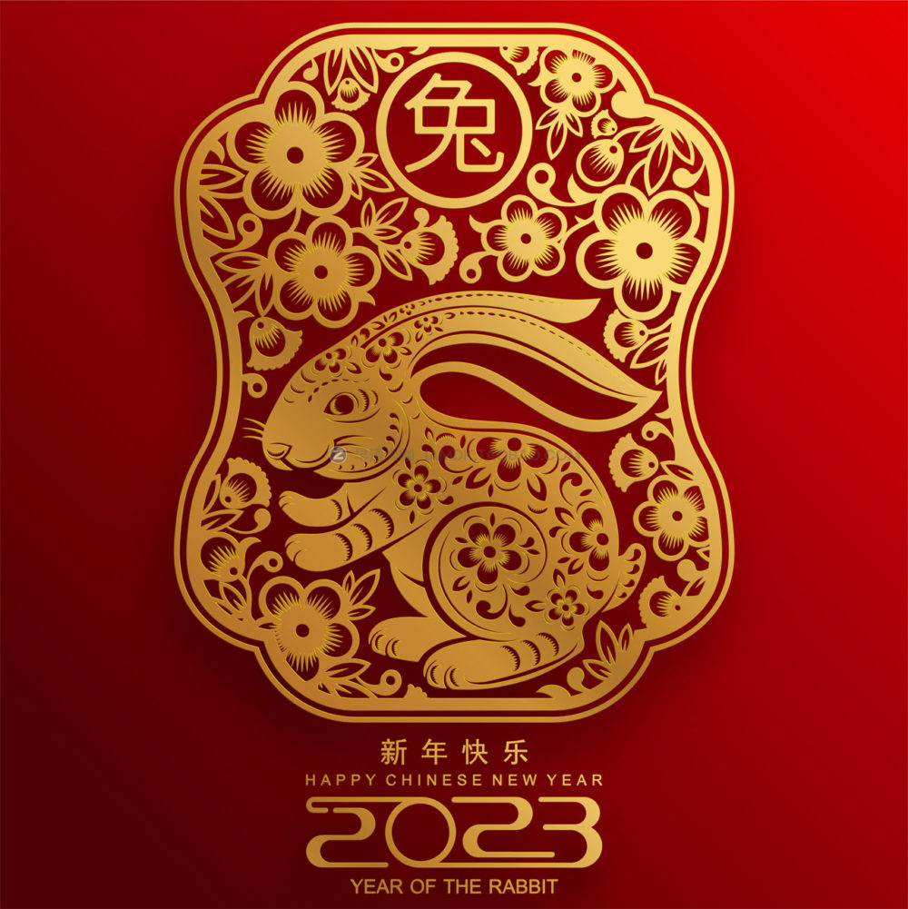 22款2023年兔年春节新年中国新春背景剪纸风格ai矢量设计素材 Rabbit year vector illustration_img_2