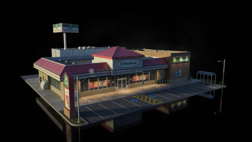 美国城市郊区市区楼房建筑3D模型C4D Octane/Blender格式素材包 Kitbash3d – Americana_img_2