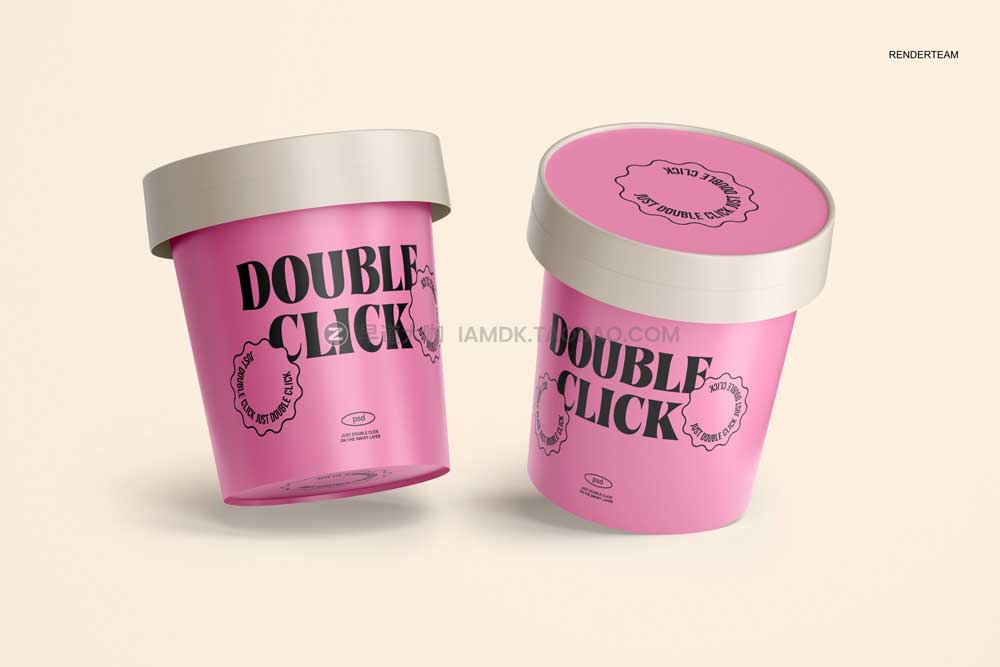 6款时尚冰淇淋酸奶包装盒外观设计展示贴图ps样机模板素材 Ice Cream Packaging Mockup Set_img_2