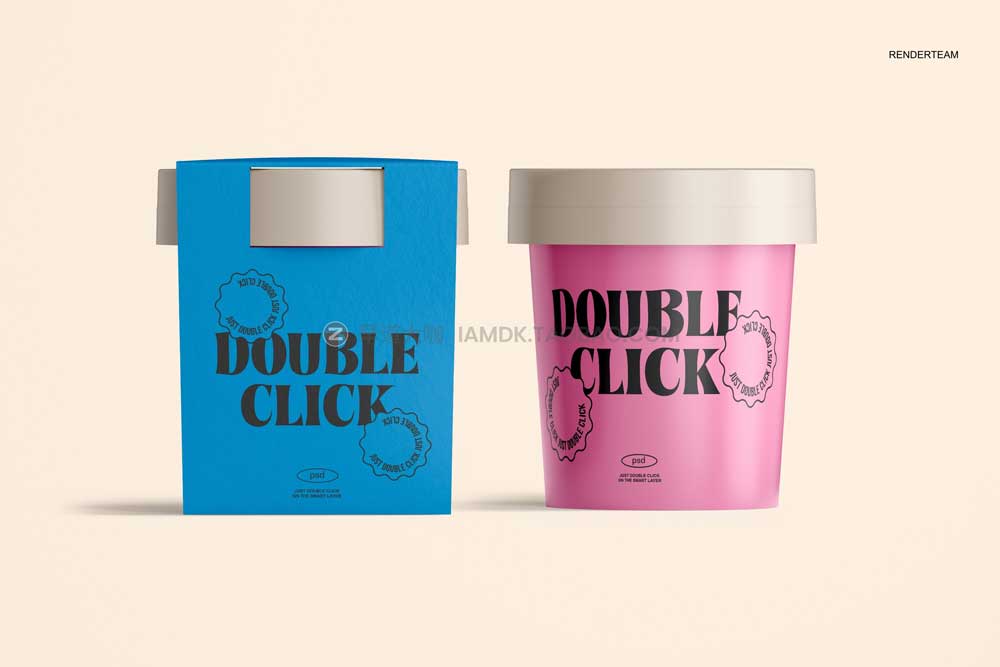 6款时尚冰淇淋酸奶包装盒外观设计展示贴图ps样机模板素材 Ice Cream Packaging Mockup Set_img_2