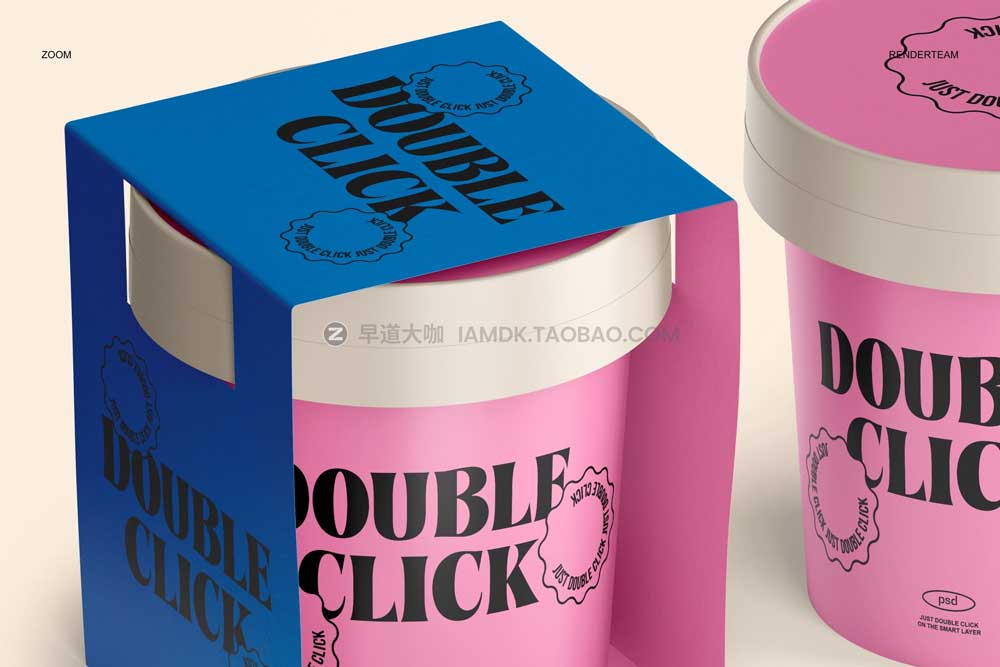 6款时尚冰淇淋酸奶包装盒外观设计展示贴图ps样机模板素材 Ice Cream Packaging Mockup Set_img_2