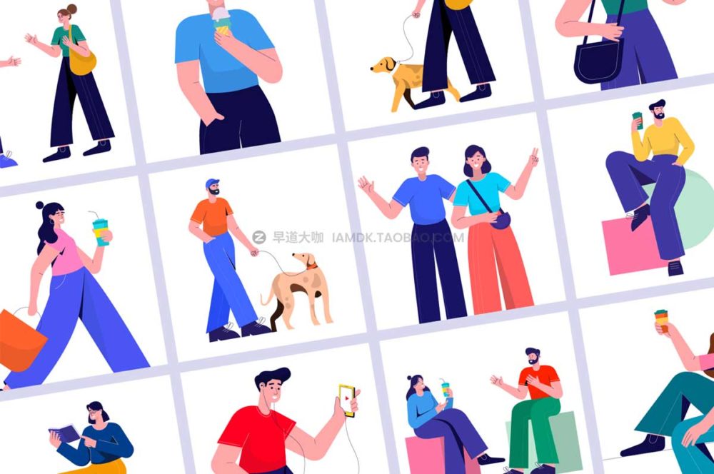 12幅多彩卡通人物生活方式场景手绘插画插图ai矢量设计素材 Lifestyle Illustrations_img_2