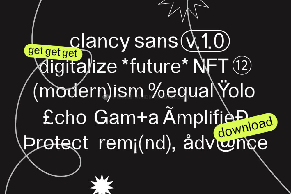 现代独特几何学杂志海报排版标题logo包装设计无衬线英文字体 Clancy Font_img_2