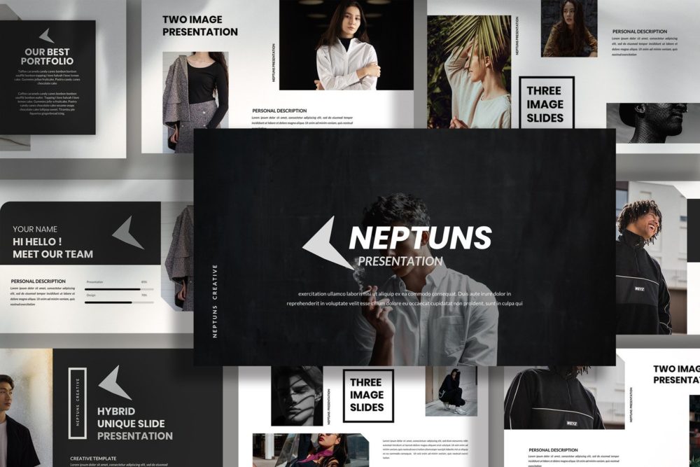 创意服装品牌介绍营销策划演示文稿设计ppt+key模板 Neptuns Creative Keynote+Powerpoint Template_img_2