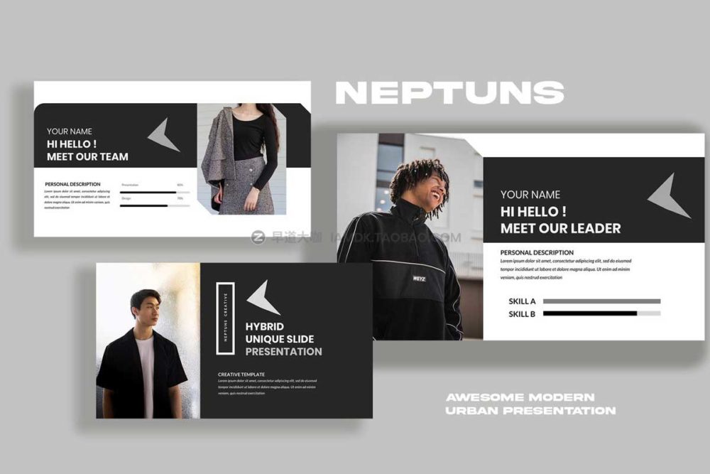 创意服装品牌介绍营销策划演示文稿设计ppt+key模板 Neptuns Creative Keynote+Powerpoint Template_img_2