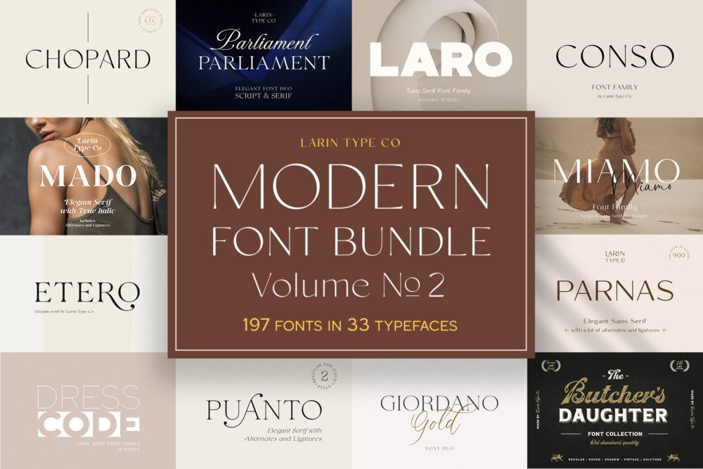 35套豪华复古圣诞节婚礼手写签名书法无衬线英文字体套装 Modern Font Bundle Vol.2_img_2