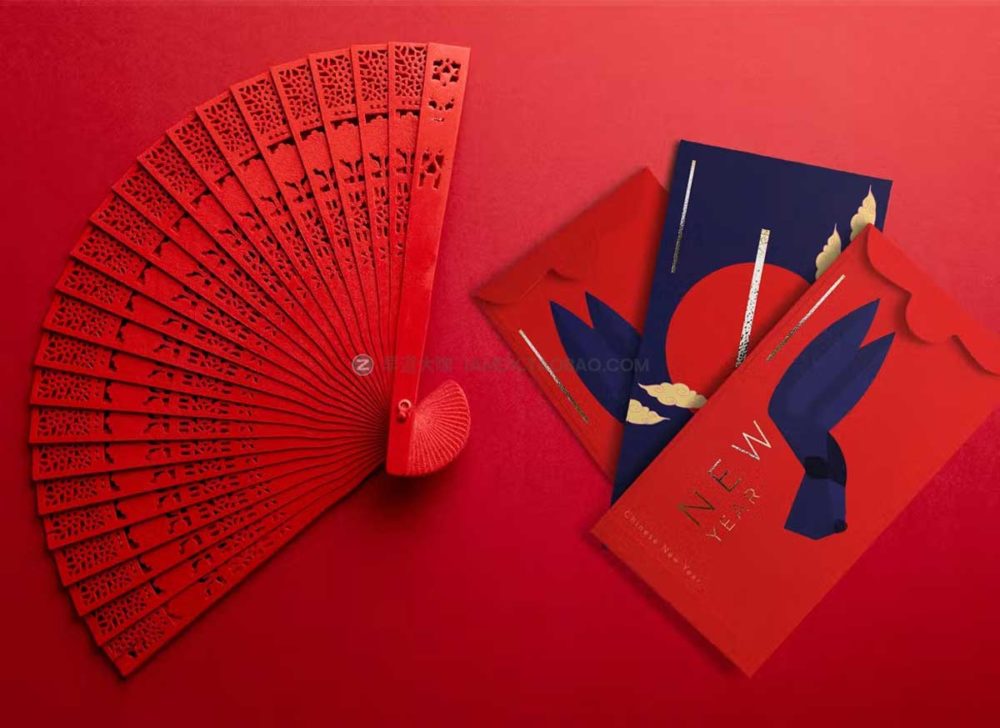 逼真中国新年节日利是封红包封面设计展示贴图psd样机模板 Chinese New Year Envelope Mockups_img_2