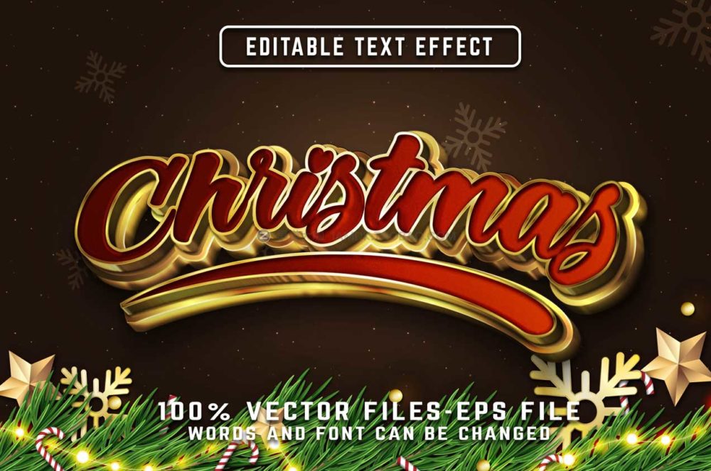 21款2023新年元旦圣诞节打折促销海报标题设计ai矢量模板 Christmas Text Effect 2023_img_2