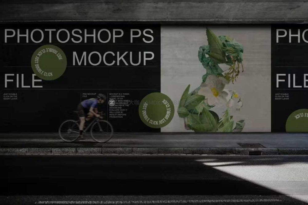 时尚城市街头楼盘围挡画面广告海报设计展示贴图psd样机模板 City Advertising Mockup Set_img_2