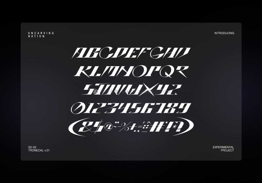 未来科技赛博朋克锋利尖锐杂志排版标题logo设计衬线英文字体 Tronecal - Display Font_img_2