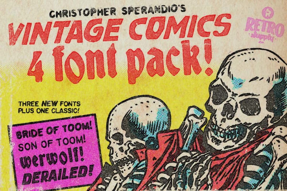 潮流复古漫画动漫风手写手绘英文字体安装包 Vintage Comic Font Pack_img_2