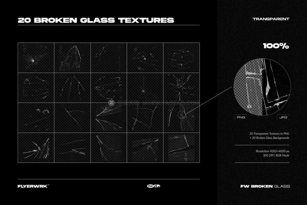 炫酷破碎粉碎裂痕透明玻璃人物照片效果MOCKUP样机背景纹理设计素材 Broken Glass Textures_img_2