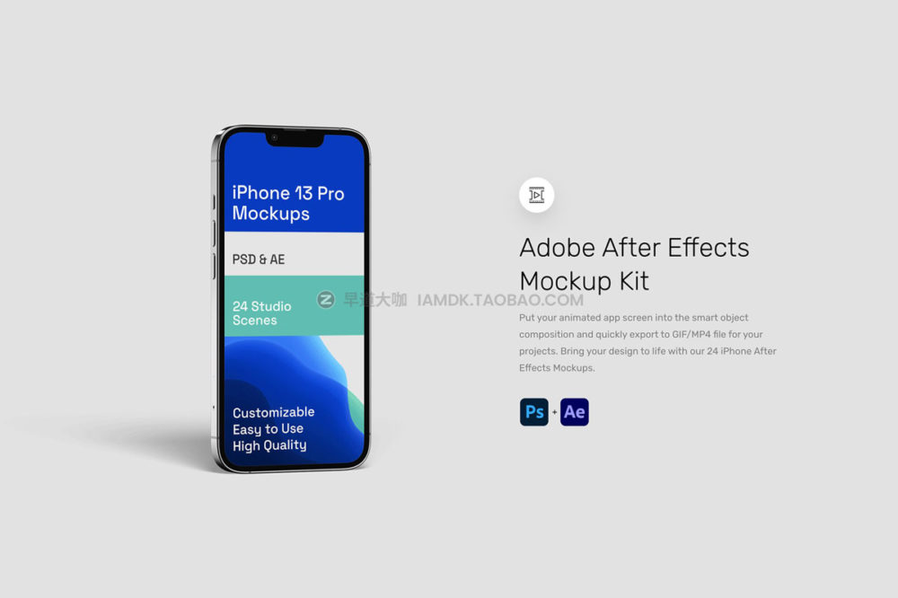 24款高级iPhone 13 Pro苹果手机APP UI界面设计展示贴图PSD样机模板 iPhone 13 Pro Mockups + Case Mockups_img_2