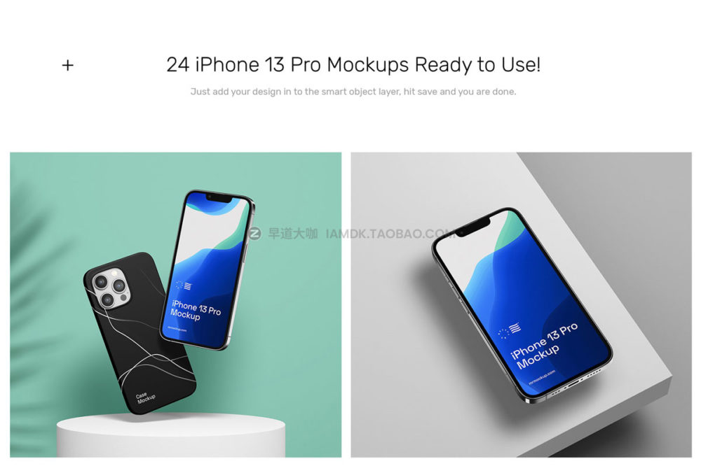 24款高级iPhone 13 Pro苹果手机APP UI界面设计展示贴图PSD样机模板 iPhone 13 Pro Mockups + Case Mockups_img_2