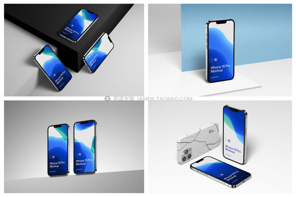 24款高级iPhone 13 Pro苹果手机APP UI界面设计展示贴图PSD样机模板 iPhone 13 Pro Mockups + Case Mockups_img_2