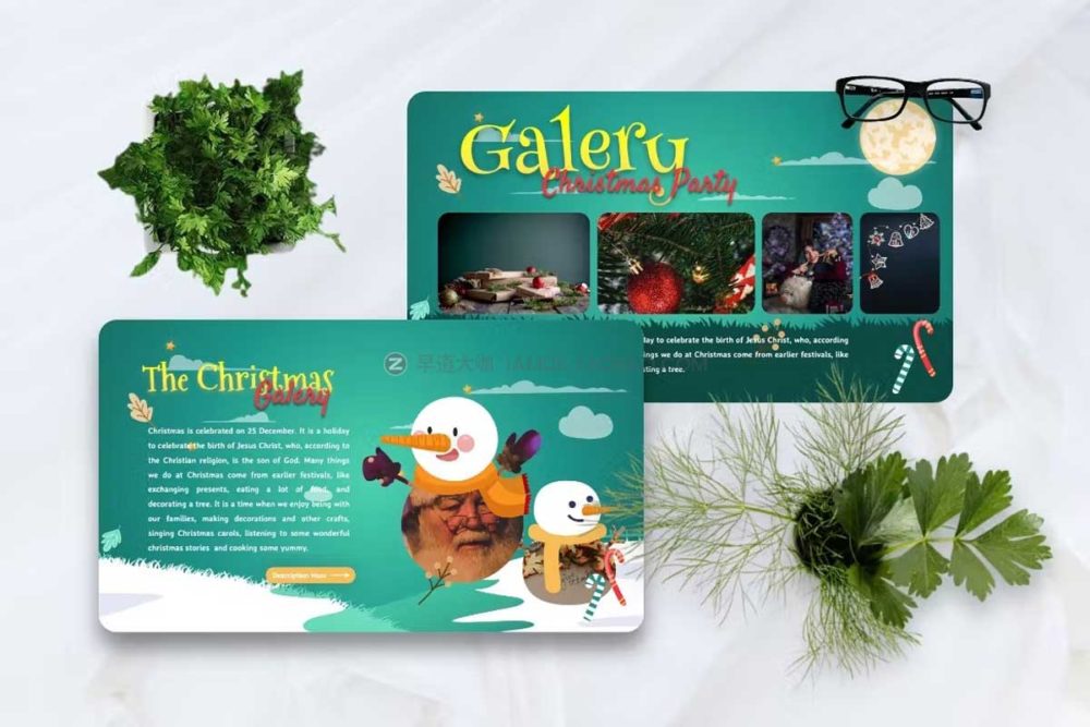 45页圣诞节晚会主题演示文稿图文排版设计ppt+key模板素材 Rehood - Christmas Party Powerpoint+Keynote Template_img_2