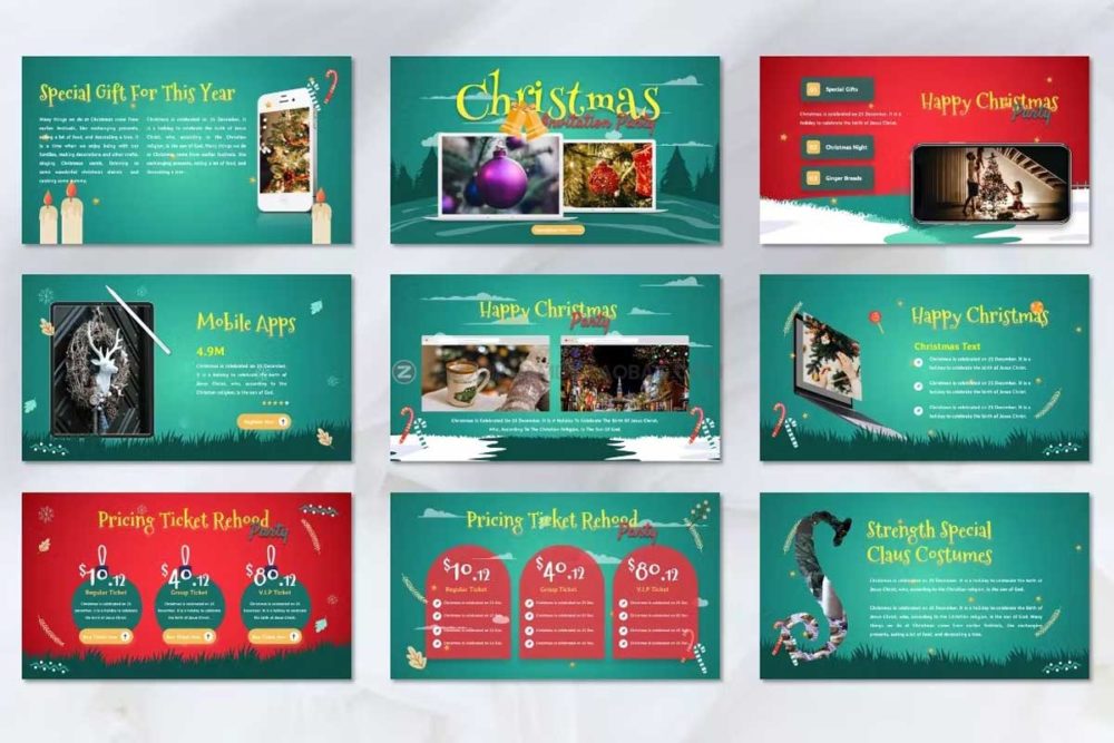 45页圣诞节晚会主题演示文稿图文排版设计ppt+key模板素材 Rehood - Christmas Party Powerpoint+Keynote Template_img_2