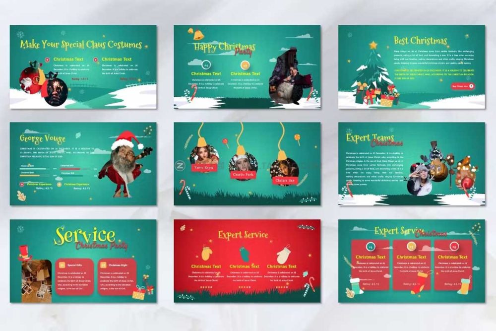 45页圣诞节晚会主题演示文稿图文排版设计ppt+key模板素材 Rehood - Christmas Party Powerpoint+Keynote Template_img_2