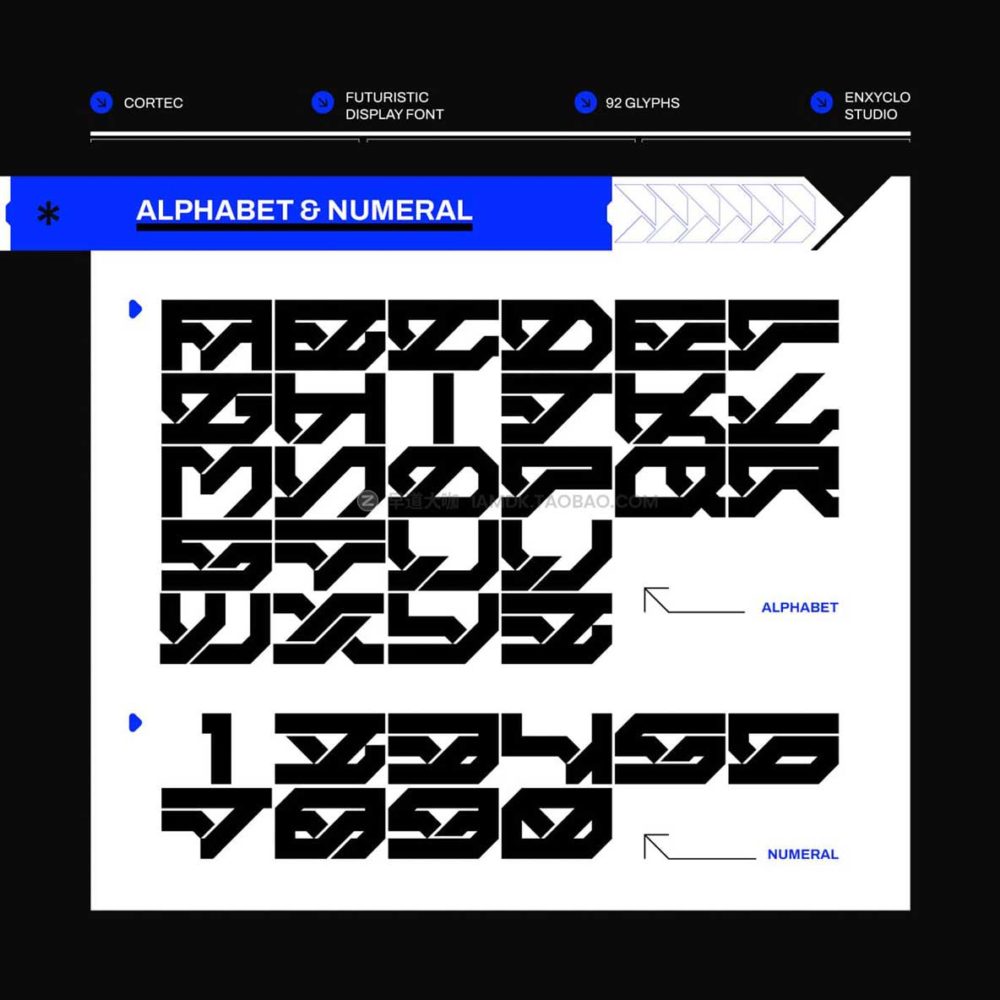 未来科幻赛博朋克机能工业风机械科技几何学PSAI英文字体安装包 Сortec by Studio Innate_img_2