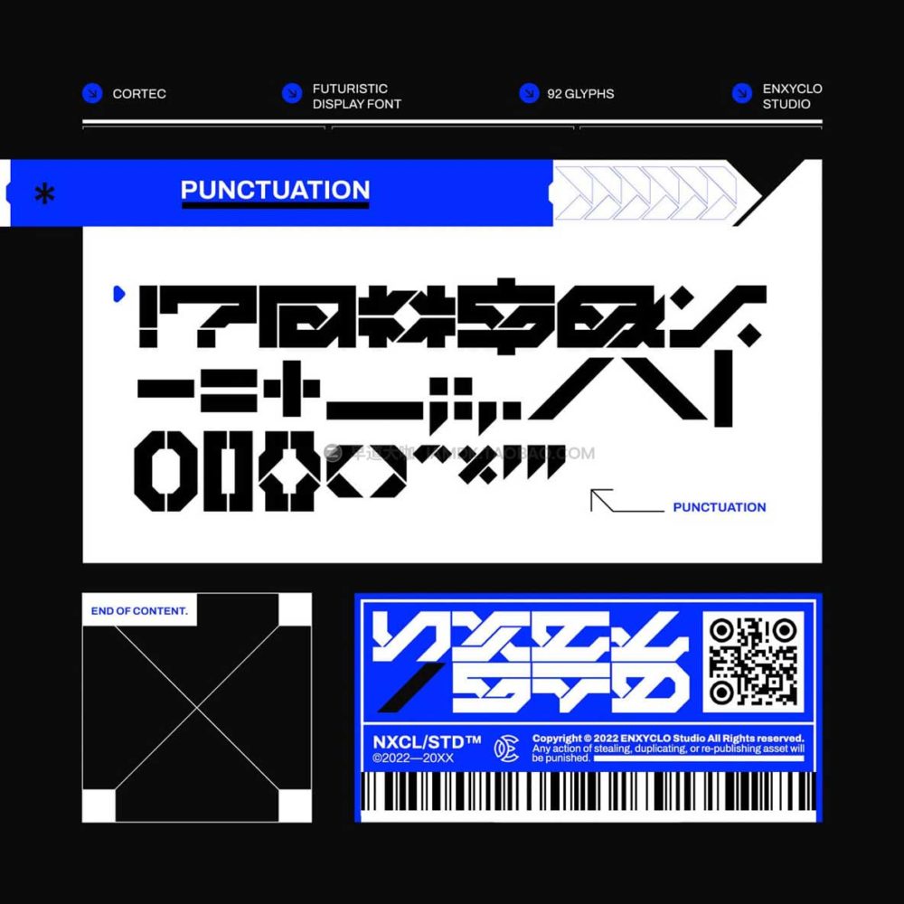 未来科幻赛博朋克机能工业风机械科技几何学PSAI英文字体安装包 Сortec by Studio Innate_img_2