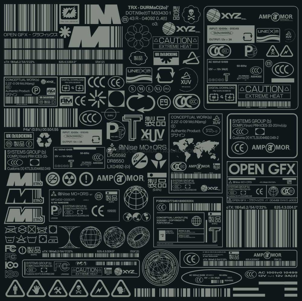 107款复古千禧Y2K赛博朋克机能印刷图标工业风Logo设计ai矢量图形包 Label Asset Pack (vol.1)_img_2