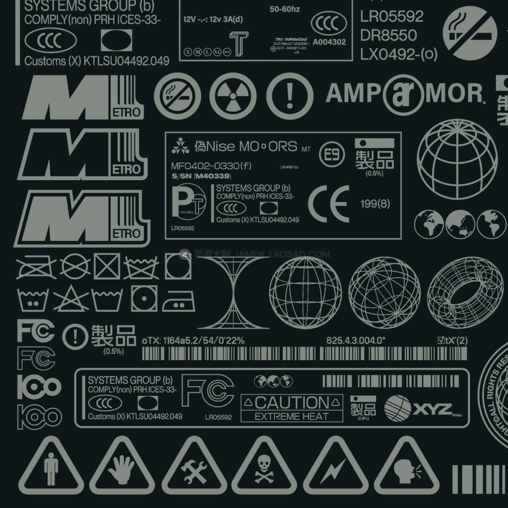 107款复古千禧Y2K赛博朋克机能印刷图标工业风Logo设计ai矢量图形包 Label Asset Pack (vol.1)_img_2