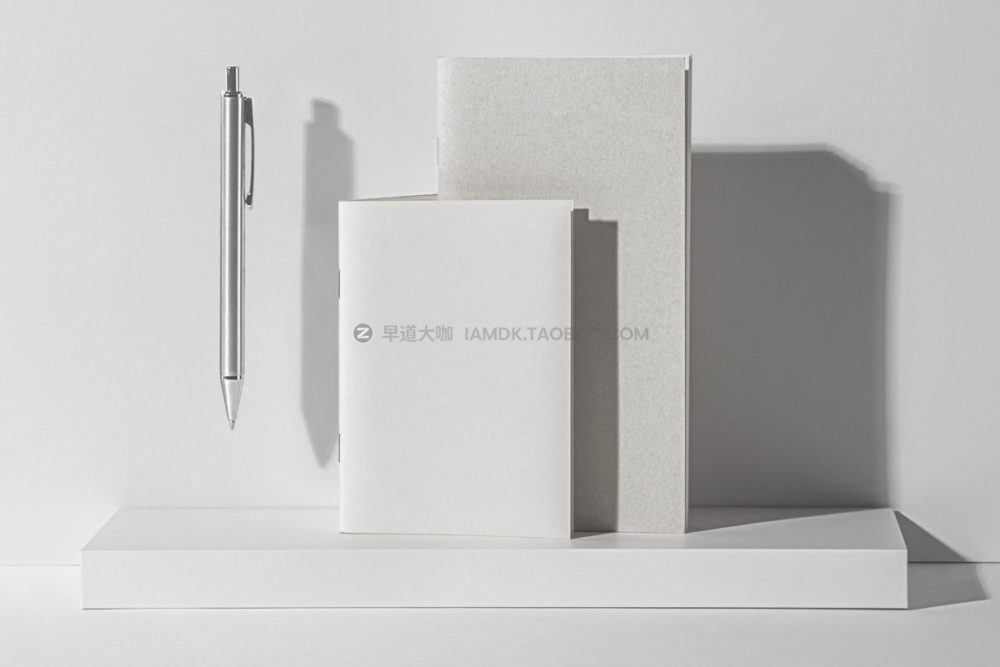 质感品牌vi设计办公用品笔记本设计展示贴图psd样机模板 Presentation Notebook Psd Mockup Set_img_2