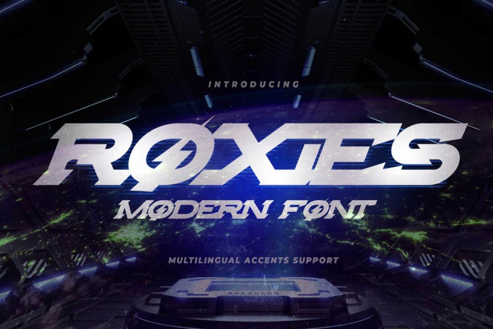 未来科幻智能科技运动力量倾斜无衬线英文字体设计素材 ROXIES - Modern Font_img_2