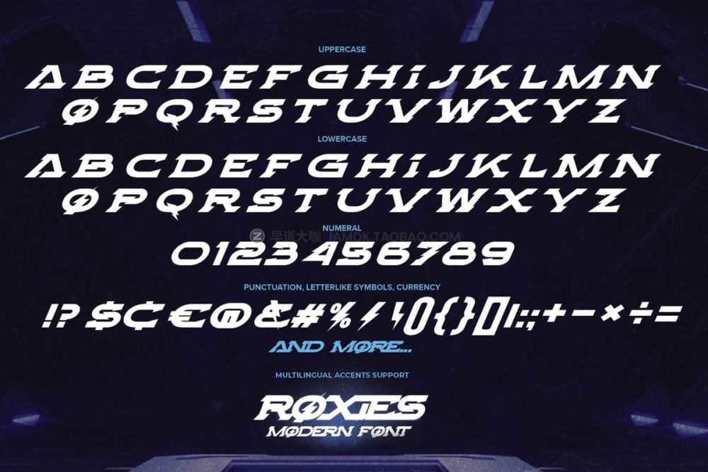 未来科幻智能科技运动力量倾斜无衬线英文字体设计素材 ROXIES - Modern Font_img_2