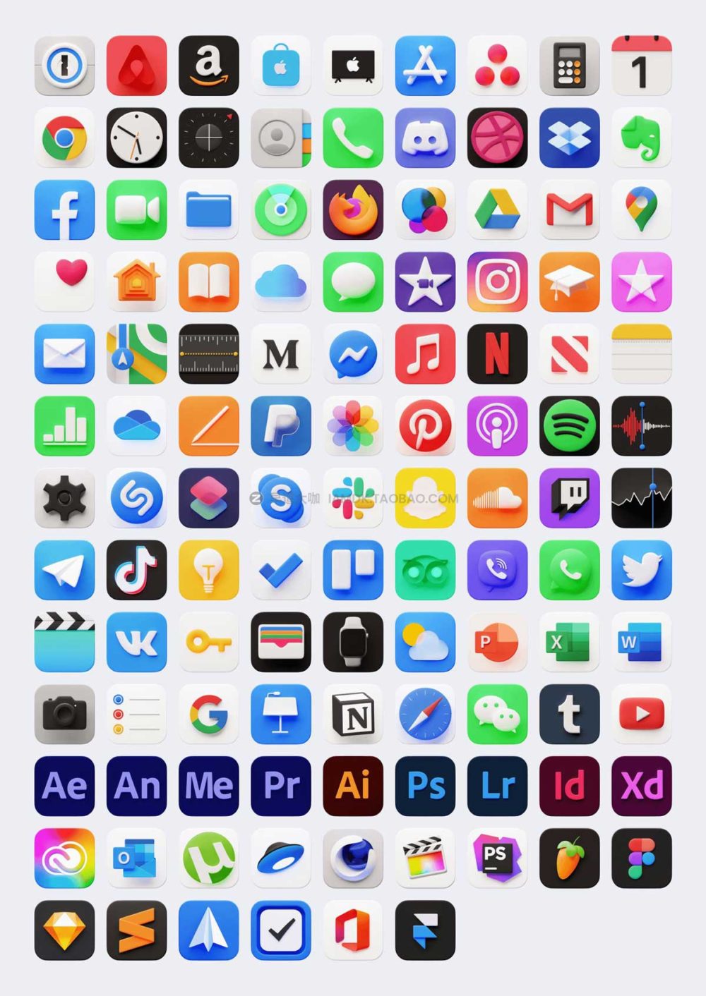 114个高级苹果Macos系统3d图标icons设计素材包 Flump 3D Icons for macOS_img_2