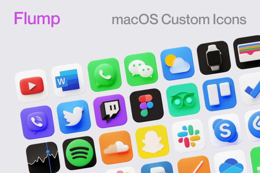 114个高级苹果Macos系统3d图标icons设计素材包 Flump 3D Icons for macOS_img_2