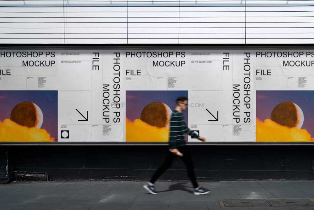 5款简约城市街头广告牌海报画面设计效果展示贴图psd样机 Poster and Billboard Mockup Set_img_2