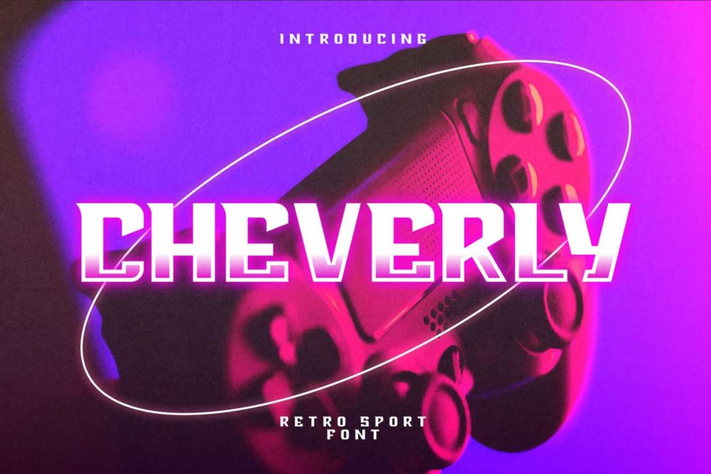 未来复古赛博朋克风科技杂志电影标题logo设计无衬线英文字体 Cheverly - Sport Retro Font_img_2