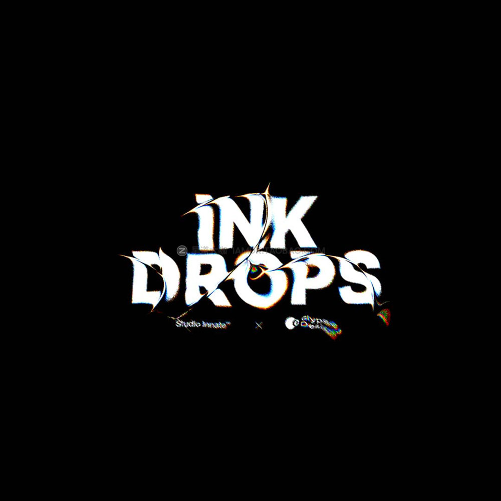 280个复古做旧粗糙失真位移扭曲ps置换滤镜效果设计素材 Ink Drops by Studio Innate_img_2