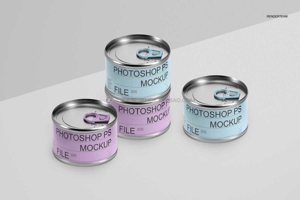 高级食品牛肉罐头金属锡罐外观设计展示ps智能贴图样机模板 Food Tin Can Mockup Set_img_2