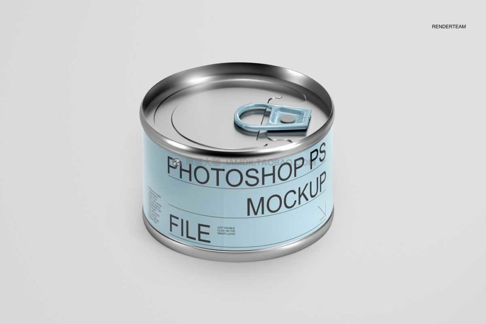 高级食品牛肉罐头金属锡罐外观设计展示ps智能贴图样机模板 Food Tin Can Mockup Set_img_2