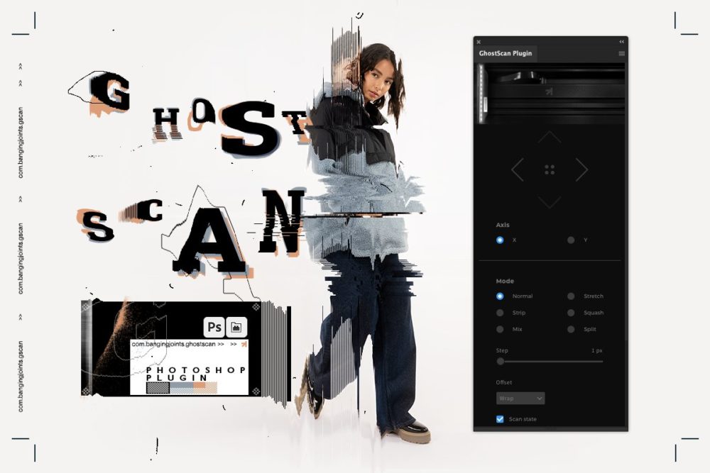 80年代复古扭曲毛刺故障位移照片处理特效PS扩展插件设计素材 GhostScan - Photoshop Plugin_img_2