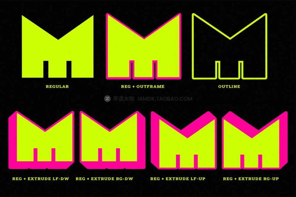 时尚潮流复古卡通趣味花体字潮牌logo文创海报标题装饰英文字体包 Meastro Script Layered Retro Font_img_2