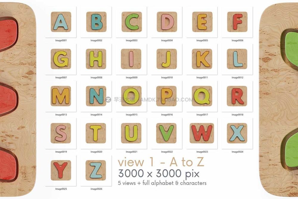 创意3D立体三维儿童木制字母数字PNG免抠图设计素材 Alphabet for Kids - 3D Lettering_img_2