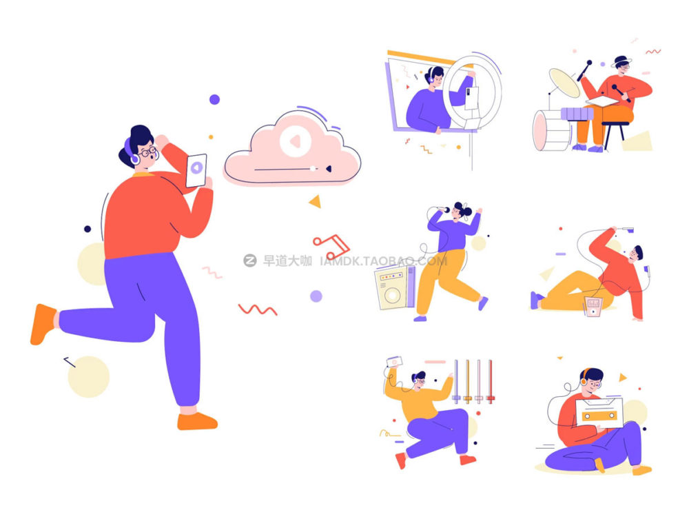 45个独特音乐主题矢量插画插图&动画设计素材包 45 Interactive Illustrations_img_2