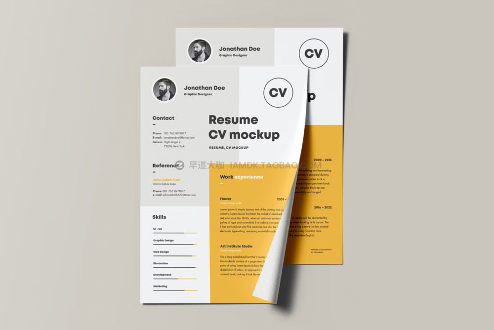 高级逼真应聘简历信纸设计展示贴图psd样机模板源文件 CV Resume Mock-up_img_2