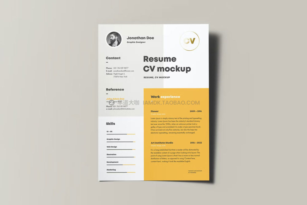 高级逼真应聘简历信纸设计展示贴图psd样机模板源文件 CV Resume Mock-up_img_2