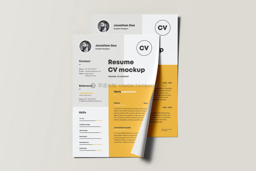 高级逼真应聘简历信纸设计展示贴图psd样机模板源文件 CV Resume Mock-up_img_2