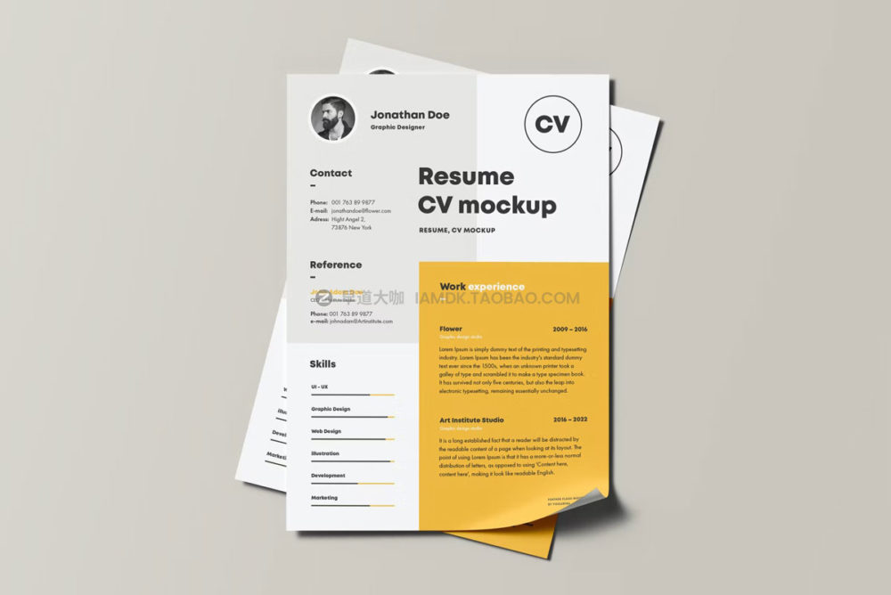 高级逼真应聘简历信纸设计展示贴图psd样机模板源文件 CV Resume Mock-up_img_2