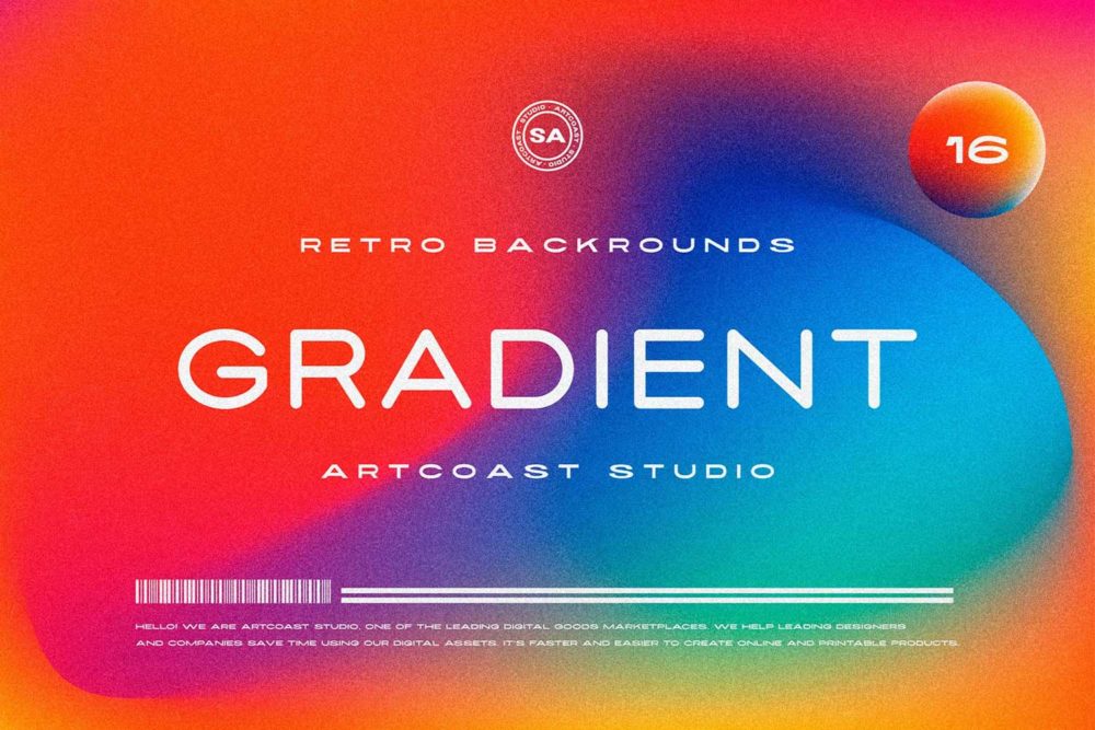 复古潮流迷幻抽象艺术颗粒渐变海报背景底纹ai设计素材 Retro Gradient Backgrounds_img_2